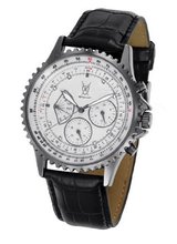 Classic Leather Diamond Accent Multifunction Day Date Konigswerk SQ201461G