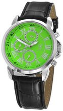 Leather Green Dial Roman Numerals Multifunction Day Date Sun Moon Display Konigswerk SQ201387G