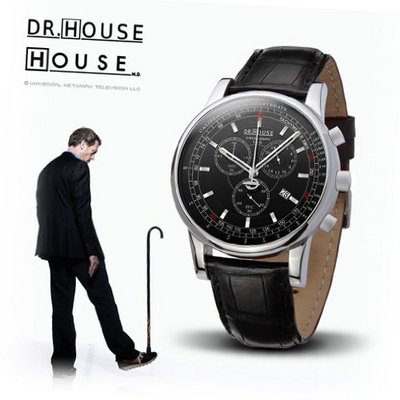 Kronsegler House M.D. 7123 Analog Quartz with Chronograph, Black Dial, Black Strap