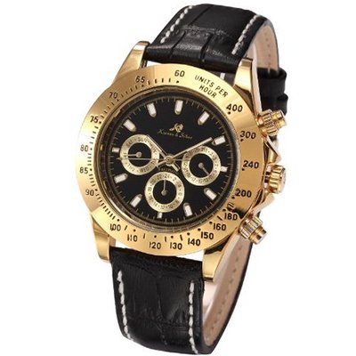 KS Imperial Day Date Gold Case Black Leather  Automatic Mechanical Wrist KS164