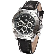 KS Imperial Day Date Silver Case Black Leather  Automatic Mechanical Wrist KS165