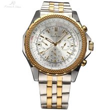 Ks Imperial Gold Silver Tone Day Date Automatic Mechanical Stainless Steel Band Wrist KS143