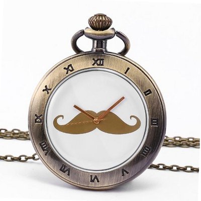 uKS Mustache Beard Copper Classic Quartz Pendant Fob Pocket WPK135 