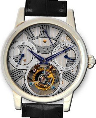 KULTUhR Automatic Self Winding Tourbillon with Silver and Anthracite Hand-Skeletonized Dial Limited Edition