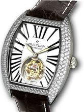 KULTUhR Superstar Tourbillon Full Set Diamonds (5.7ct) with Black Numerals on White Dial Limited Edition