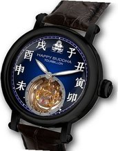 uKULTUhR Happy Buddha Tourbillon with Luminous Characters on Champagne Blue Fisheye Dial - Black Case Limited Edition 