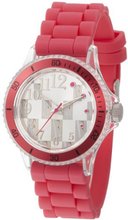 L by ELLE LE50009P01 Plastic Pink Silicone Band Silver Dial