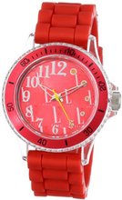 L by ELLE LE50009P07 Plastic Red Silicone Band Red Dial