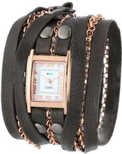 La Mer Collections LMCLIFTON001 Slate and Rose Gold Clifton Square Case White Dial 14k Rose Gold Plated Jewelry Chains