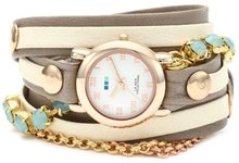 La Mer Collections LMMULTI5002 "St. Tropez" Stainless Steel, Rose Gold, and Leather Wrap