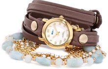La Mer Collections LMMULTI7005 Stones Layered Wrap Collection Mushroom Layered Strap