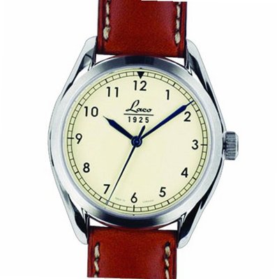 Laco 1925 Navy Automatic with Beige Dial Analogue Display and Brown Leather Strap 861614