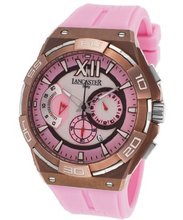 Acquascope Chronograph Silver Tone Textured Dial Pink Silicone