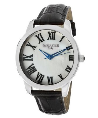 Lancaster OLA0638L-SS-BN-NR Black/White Mother Of Pearl Genuine Leather