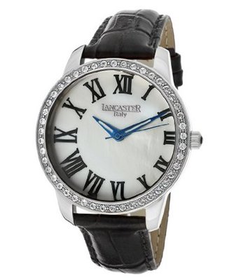 White Mother Of Pearl Dial Black Genuine Leather