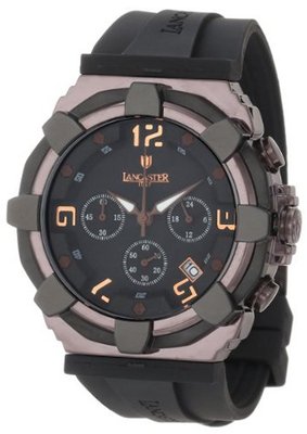 Lancaster OLA0440BR-NR-NR Chronograph Black Dial Black Silicone