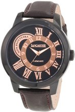 Lancaster OLA0446NR-RG-MR Non Plus Ultra Black Textured Dial Dark Brown Leather