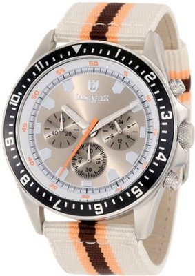 Lancaster OLA0483SSGR-SA-MR Chronograph Silver Dial Beige Brown and Orange Striped Fabric