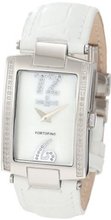 Lancaster OLA0510BN-BN Diamond Accented White Mother-Of-Pearl Dial White Leather