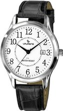Laurens CA02L900Y Leather Analog White Dial Metal Black Leather Date