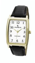 Laurens KW26J900Y Leather Analog Gold Plated Case Black Leather Strap