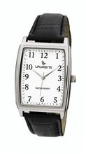 Laurens KW26J901Y Leather Analog Black Leather Strap White Dial