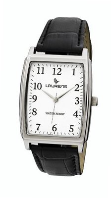 Laurens KW26J901Y Leather Analog Black Leather Strap White Dial