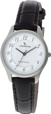 Laurens Q057J900Y Leather Analog Black Leather Strap White Dial