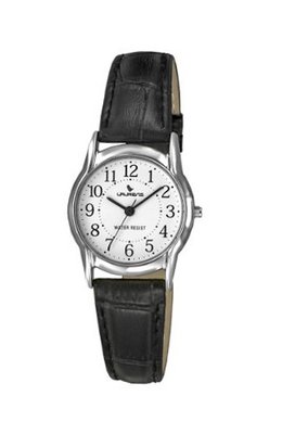 Laurens Q561J901Y Leather Analog White Dial Black Leather Bracelet