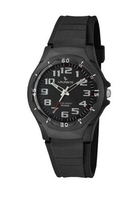 Laurens VP58J901Y Resin Analog Black Plastic Case Rubber Strap