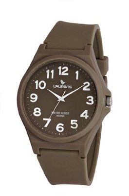 Laurens VR02J905Y Colored Rubber Brown Dial Rubber Strap Water Resistant