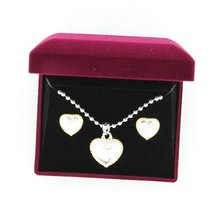 Lightning Ridge 29969 Engraved Heart Jewelry Set Silver