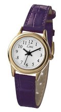 Limit Classic White Dial Gold Plated Case Purple Strap Ladies 6982