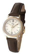 Limit Courant Ivory Dial Gold Plated Case Brown Strap Ladies 6976
