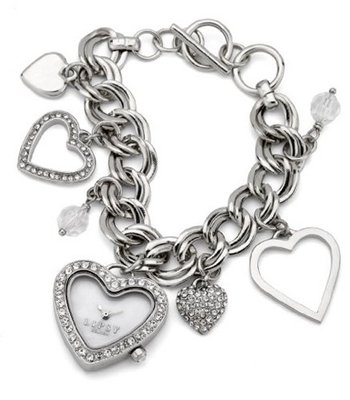 Lipsy LP041 Ladies Silver Heart Charm Bracelet