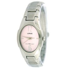 Lorus Ladies Link Stainless Steel Oval Pink Easy To Read Dial Classic Design SALE