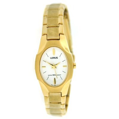 Lorus Oval Gold Tone Ladies White Dial RRS28LX9