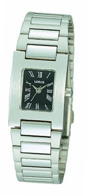 Lorus Rectangular Silver Tone Black Dial RRS43BX9