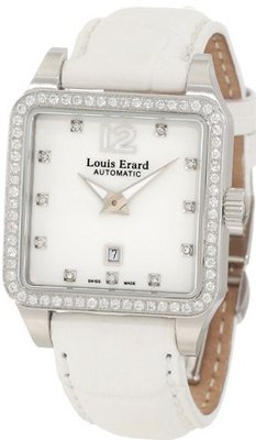 Louis Erard 20700SE11.BAV10 Emotion Square Automatic White Alligater Leather Diamond