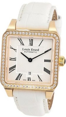 Louis Erard 20701OS01.BACS7 Emotion Square Automatic Rose Gold Alligater Leather Diamond