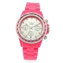 LTD - LTD 090201 - Limited Edition Chronograph with Pink Plastic Strap, Case and Bezel with Pink Stone Set Bezel and Dial