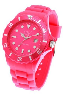 LTD Unisex Limited Edition Silicon Range LTD 091302 With Shocking Pink Silicon Bracelet, Dial And Rotating Bezel
