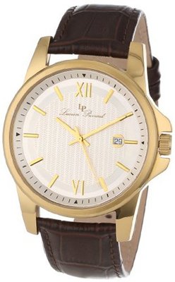 Lucien Piccard 10048-YG-02S-BRW Breithorn Silver Textured Dial Brown Leather