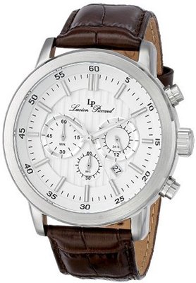 Lucien Piccard 12011-02-BRW Monte Viso Chronograph White Textured Dial Brown Leather