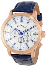 Lucien Piccard 12011-RG-023S Monte Viso Chronograph White Textured Dial Dark Blue Leather Band