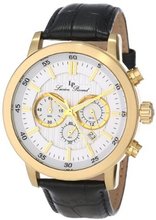 Lucien Piccard 12011-YG-02S Monte Viso Chronograph White Textured Dial Black Leather