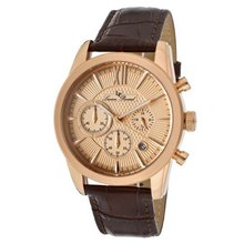 Lucien Piccard 12356-RG-09 Mulhacen Chronograph Rose Gold Tone Textured Dial Brown Leather