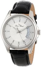 Lucien Piccard 98660-02S Excalibur Silver Textured Dial Black Leather