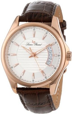 Lucien Piccard 98660-RG-02S Excalibur Silver Textured Dial Brown Leather
