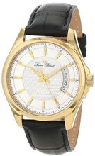 Lucien Piccard 98660-YG-02S Excalibur Silver Textured Dial Black Leather